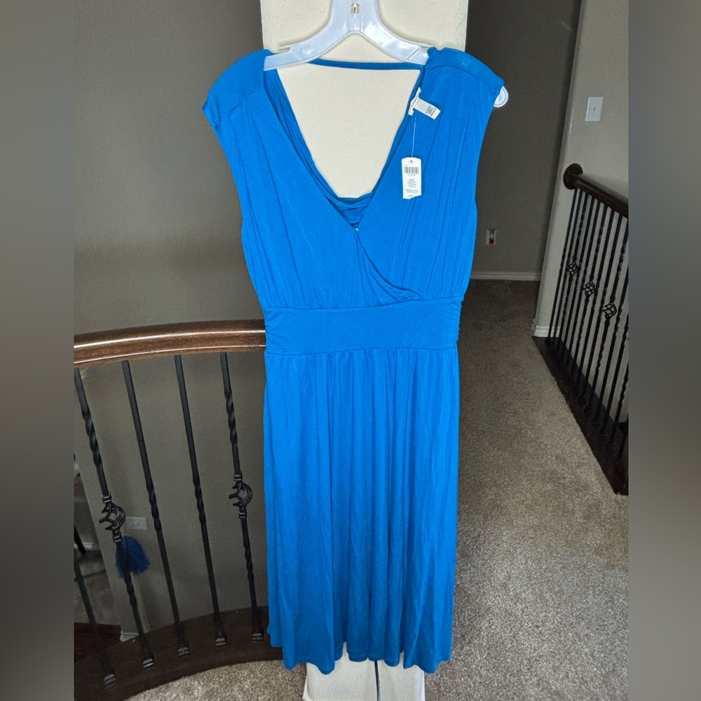 Soma Draped Midi SD Sleeveless Dress in Island Blue Size M NEW Size M